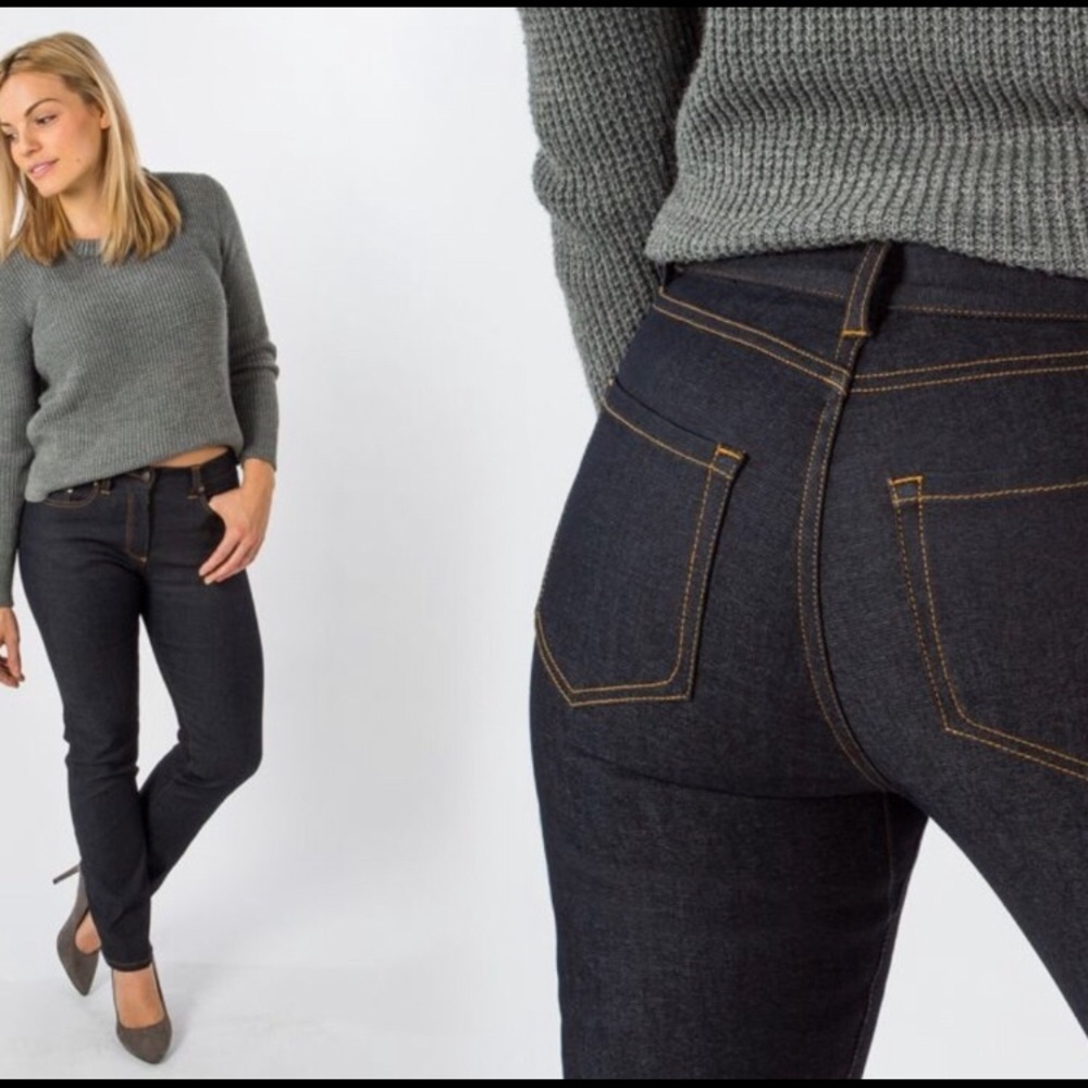 Betabrand Dark Wash Straight Leg Jean Women Sz 29